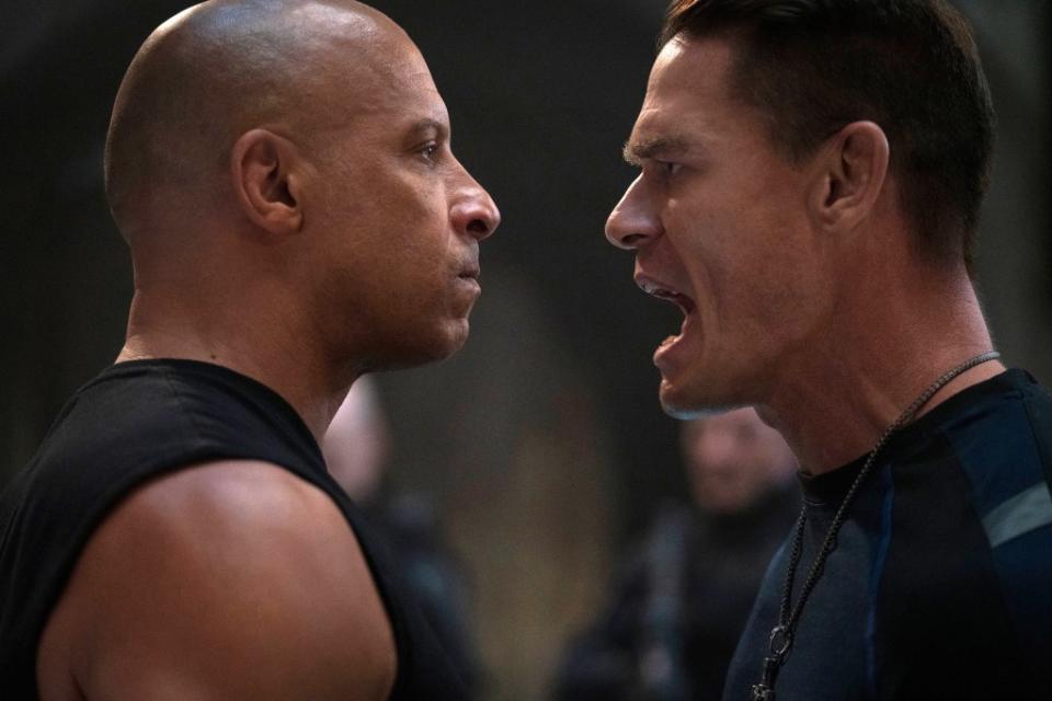 Diesel (L) and Cena in a scene from “F9.” AP