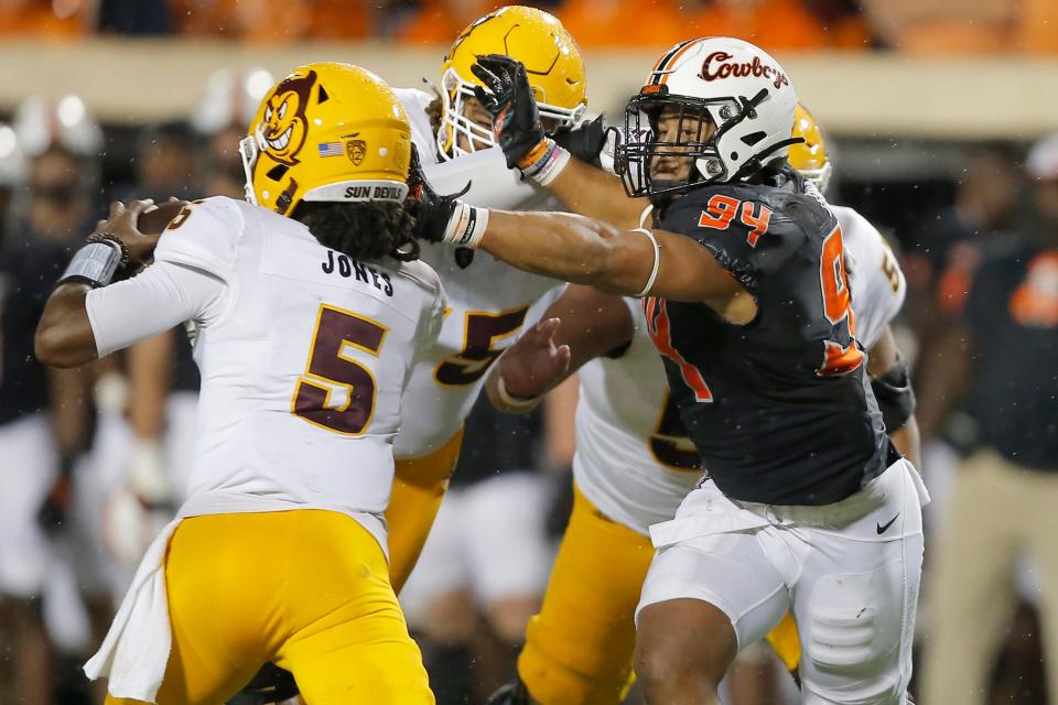 Oklahoma State redshirt junior defensive end Trace Ford had two pass breakups and a quarterback hurry on Saturday.