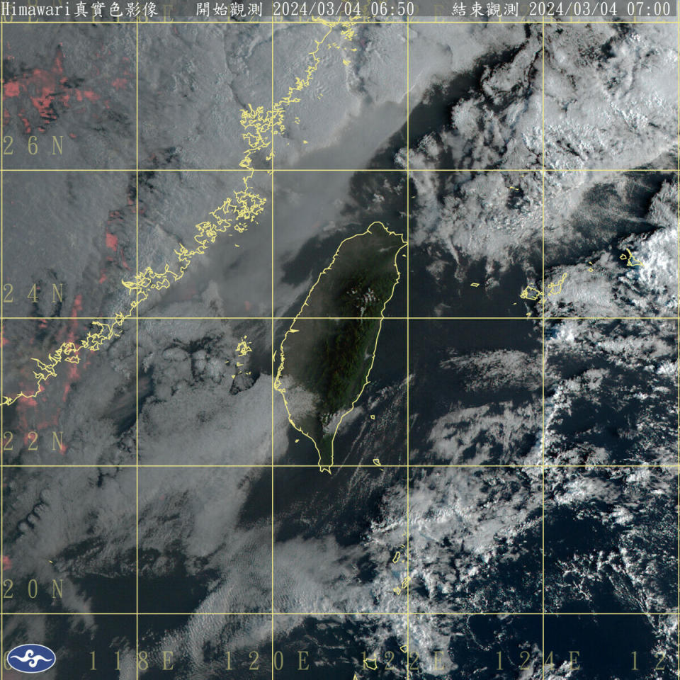 台灣上空雲系愈來愈少，今天氣溫將逐漸回升，全台各地包括澎湖，大多是多雲到晴的好天氣。   圖：中央氣象署／提供