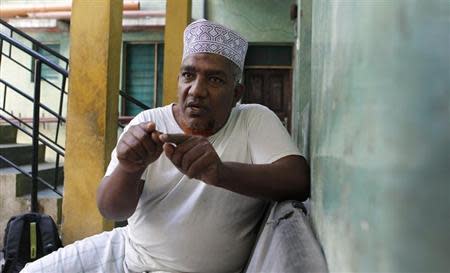 Muslim cleric Abubakar Shariff speaks during an interview in Kenya's coastal city of Mombasa October 5, 2013. REUTERS/Thomas Mukoya