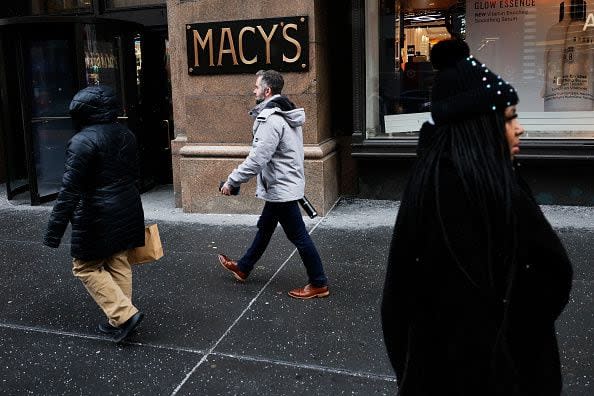 2024 NEW YORK, NEW YORK - JANUARY 19: People walk past the Macy's store on Herald Square on January 19, 2024 in New York City. (Photo by Michael M. Santiago/Getty Images)