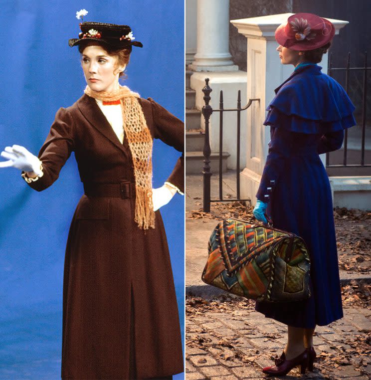 A Mary Poppins comparison: Julie Andrews in 1964, Emily Blunt today (Photo: Everett/Disney)