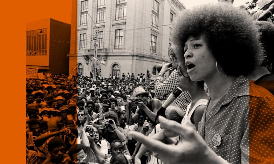 Davis addressing a rally in Raleigh, North Carolina,July 1974.