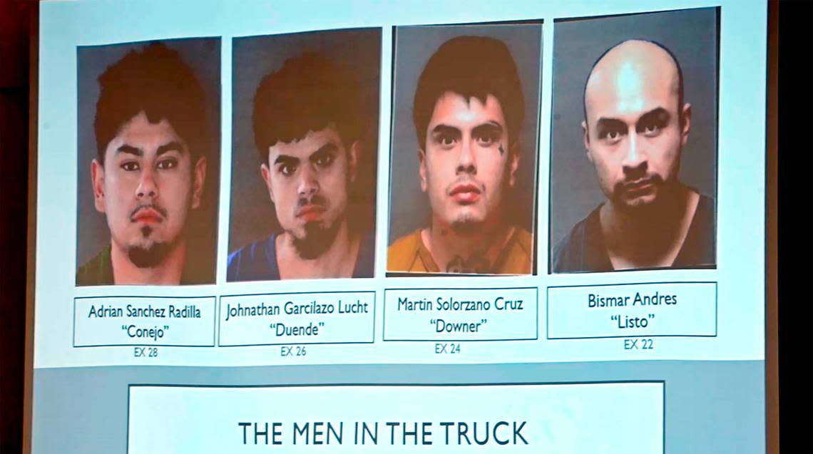 The four men in the truck suspected in the shooting death of Samuel Gonzalez in May 2022.