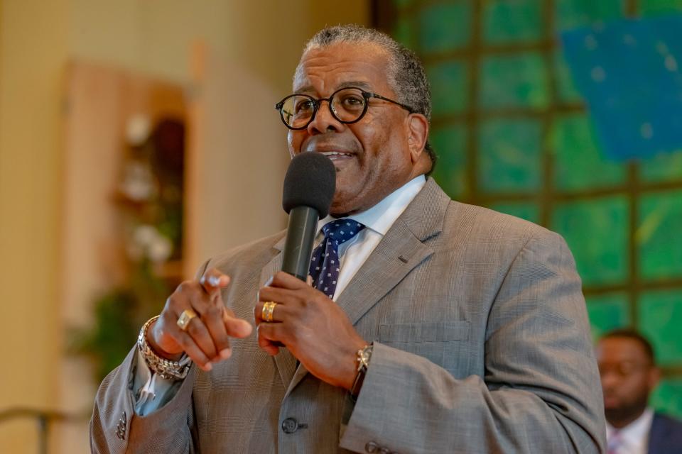 Memphis mayoral candidate J.W. Gibson participates during a debate hosted by Memphis for All at First Congregational Church on Thursday, March 30, 2023.