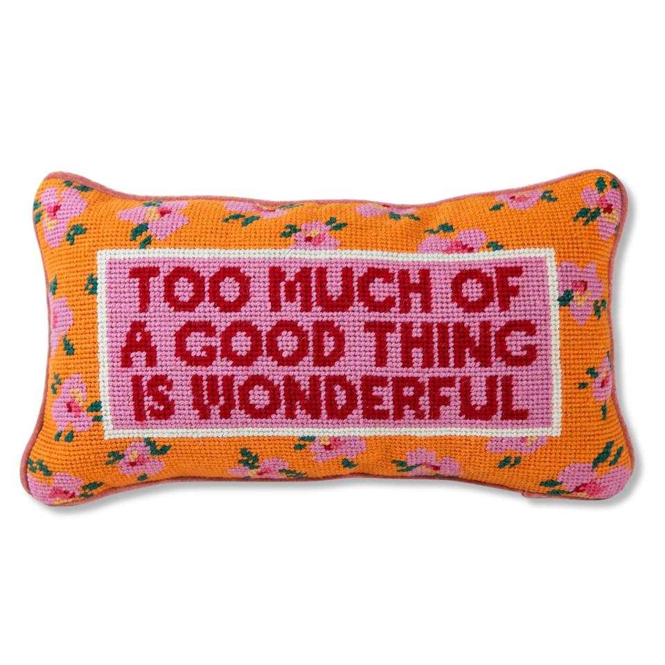 29) Too Much Needlepoint Pillow