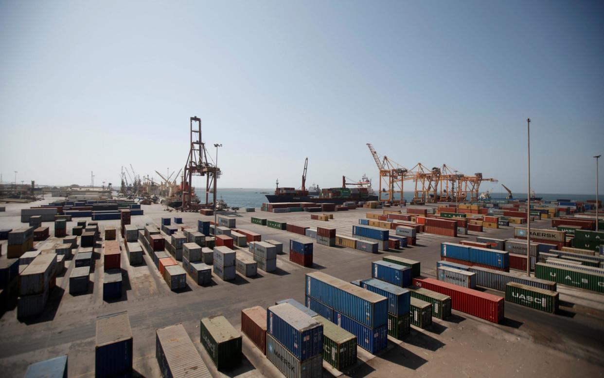 The container terminal at the Red Sea port of Hodeidah - Credit: REUTERS / Alamy Stock Photo