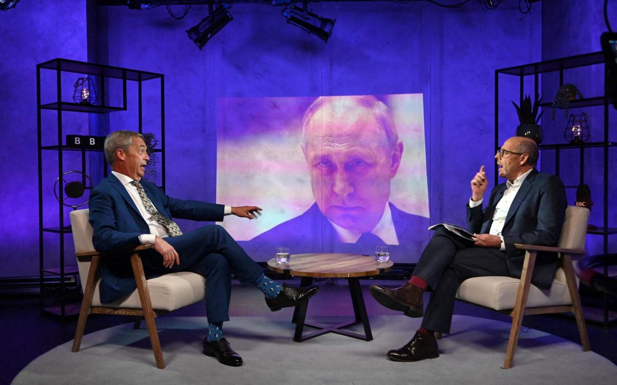 Nigel Farage speaking with the BBC's Nick Robinson about the Russia-Ukraine war