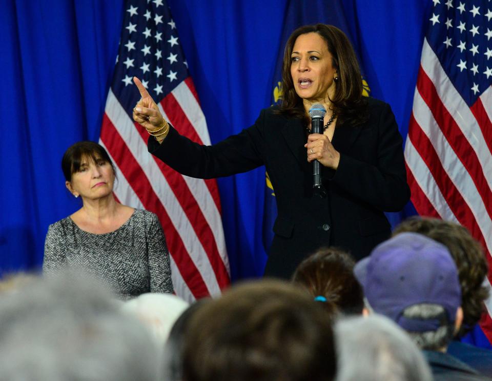 Democratic presidential candidate Sen. Kamala Harris, D-Calif., speaks at Keene State College in Keene, New Hampshire, April 23, 2019.