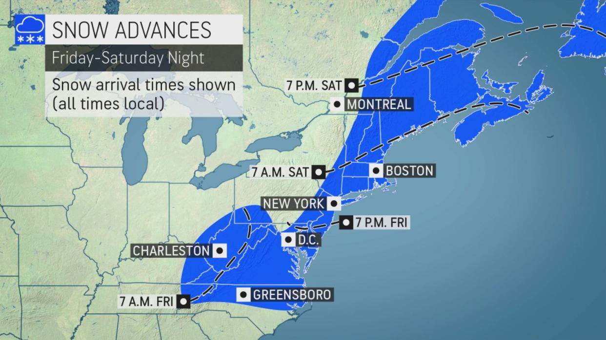 Heavy snowfall is feared to hit much of the northeast this weekend.