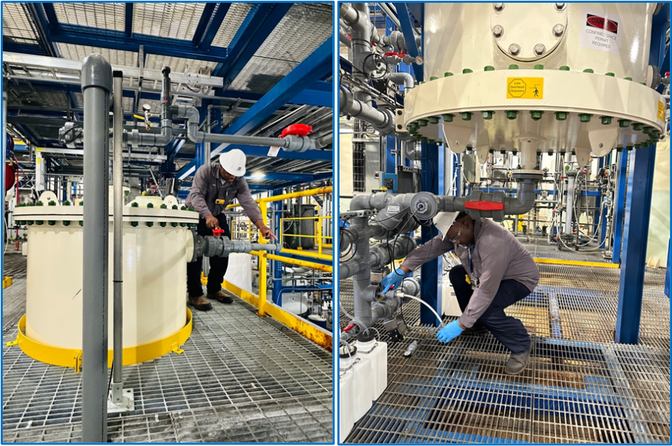 Commercial-scale DLE column in operation at Standard Lithium’s Demonstration Plant near El Dorado, Arkansas.