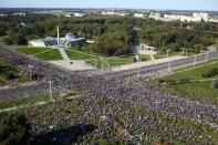 Belarusian opposition supporters protest against presidential election results in Minsk