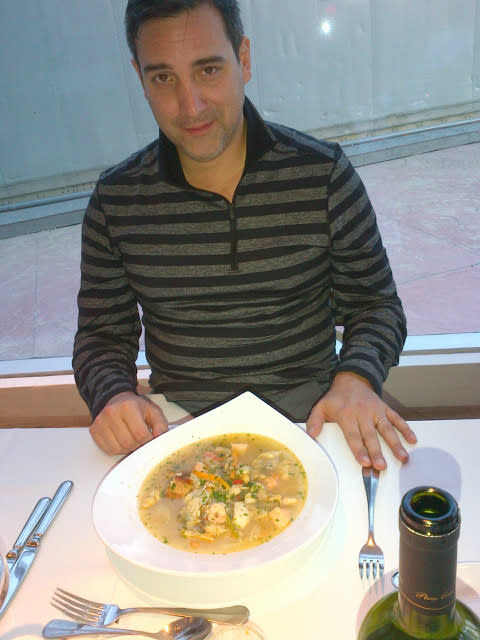 Dr. Diego Delgado enjoys dinner at a local restaurant in Punta Arenas.