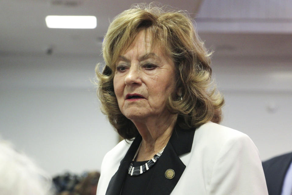 North Carolina state Sen. Joyce Krawiec, a Forsyth County Republican and a negotiator of a bicameral agreement on new abortion restrictions, stands on the Senate floor in Raleigh, N.C., before an abortion vote Thursday, May 4, 2023. (AP Photo/Hannah Schoenbaum)