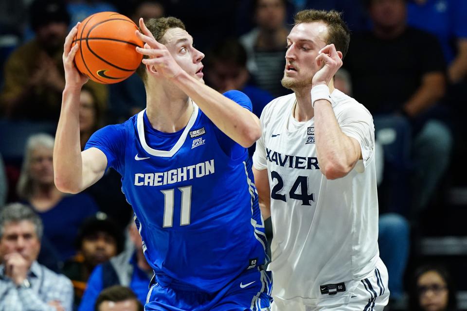 Creighton's 7-foot-1 center Ryan Kalkbrenner was matched up on  Zach Freemantle in the first meeting and held the Xavier big man to five points. Still, the Musketeers held on for a 90-87 victory.