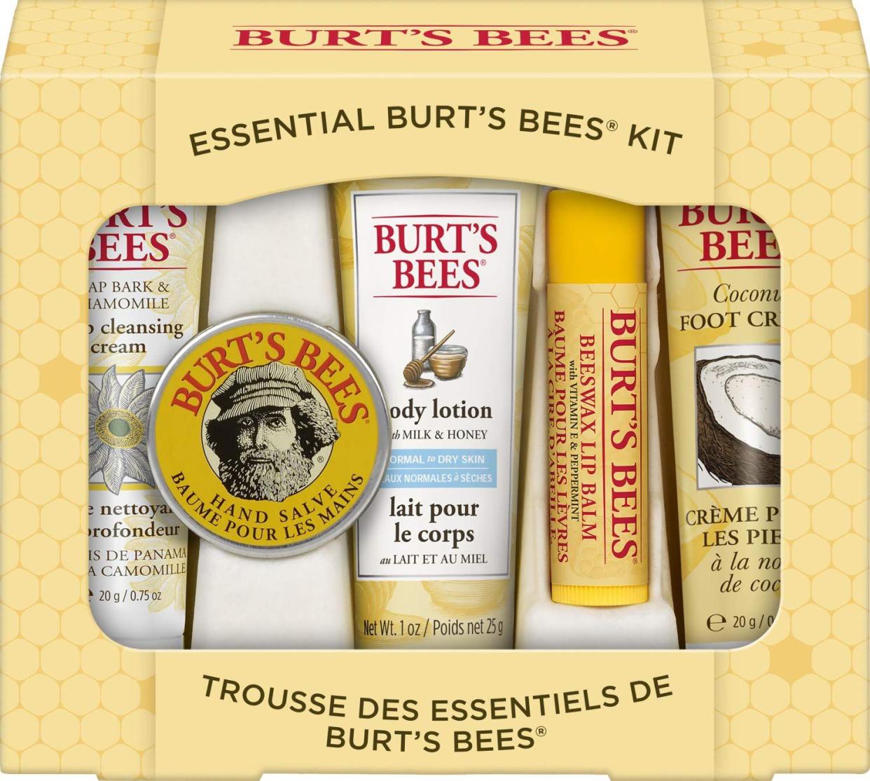 Burt's Bees Gift Set packaged in light yellow cardboard.