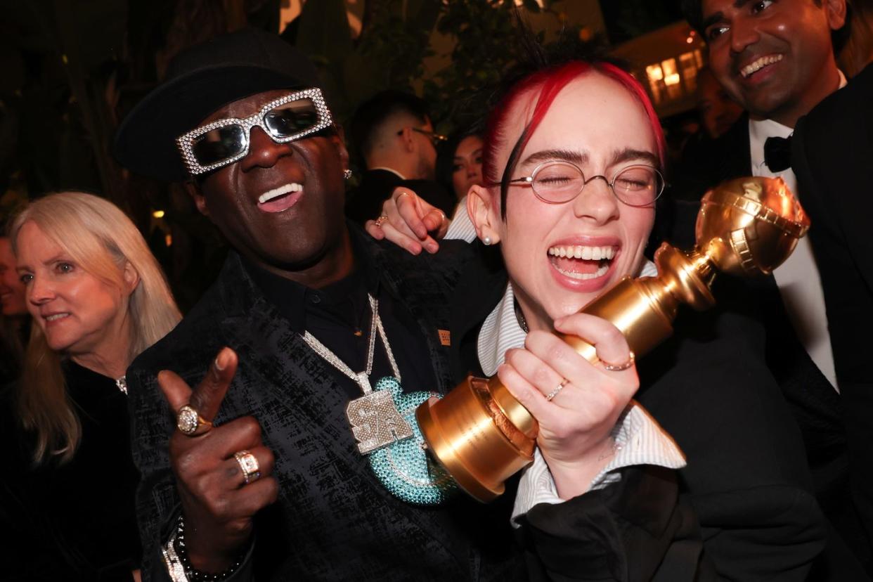 billie eilish and flavor flav at 2024 billboard golden globes after party