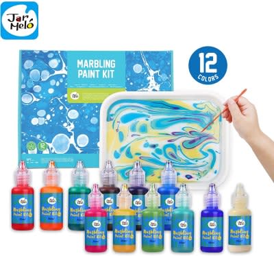Jar Melo Water Marbling Paint Kit for Kids; 6 Colors, Marble Kit, Non-Toxic, Water Art Paint Set, Art & Crafts Kit for Girls & Boys, Art Kits