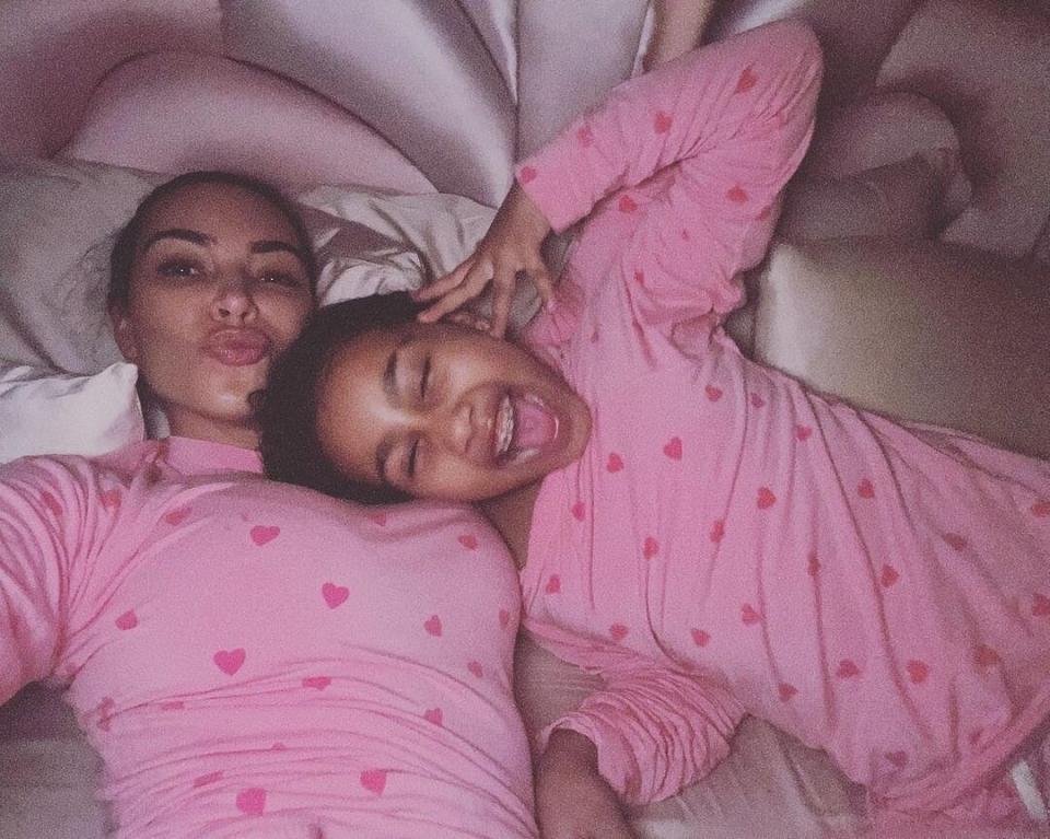 kim k and north matching pjs