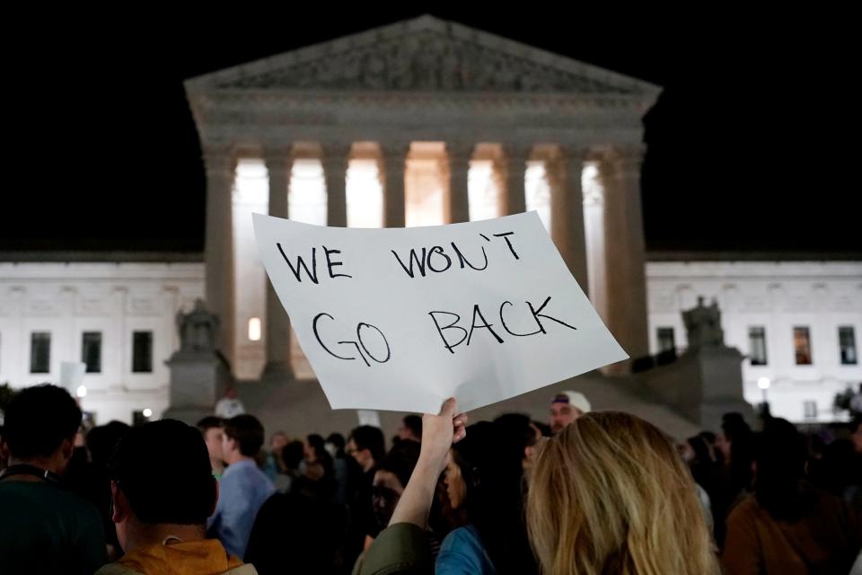 A pro-abortion supporter holds a sign outside of the U.S. Supreme Court on May 02, 2022.