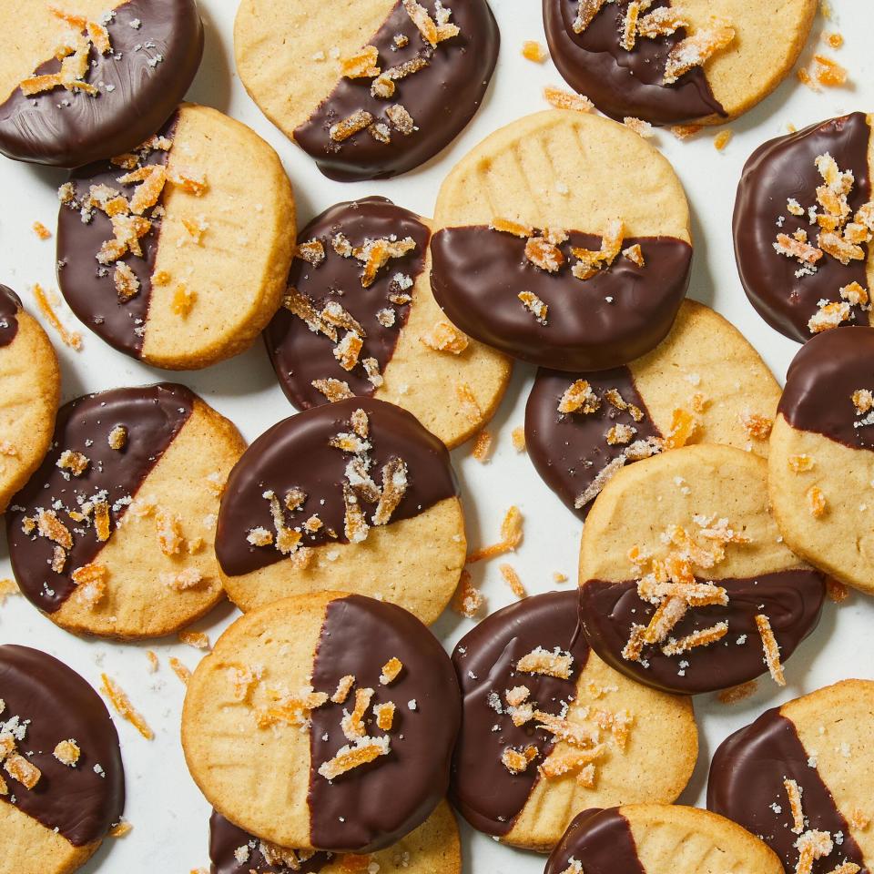 a recipe photo of the Chocolate Dipped Cardamon Cookies With Candied Grapefruit