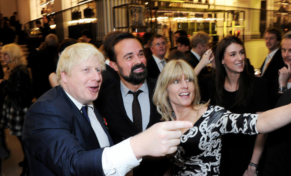 LONDON, ENGLAND - NOVEMBER 07:  (EMBARGOED FOR PUBLICATION IN UK TABLOID NEWSPAPERS UNTIL 48 HOURS AFTER CREATE DATE AND TIME. MANDATORY CREDIT PHOTO BY DAVE M. BENETT/GETTY IMAGES REQUIRED) (L to R) Boris Johnson, Evgeny Lebedev and Rachel Johnson attend the London Evening Standard's 1000 Most Influential Londoners at Burberry Regent Street on November 7, 2012 in London, England.  (Photo by Dave M. Benett/Getty Images)