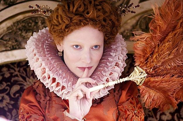 A picture of Cate Blanchett as Elizabeth I.