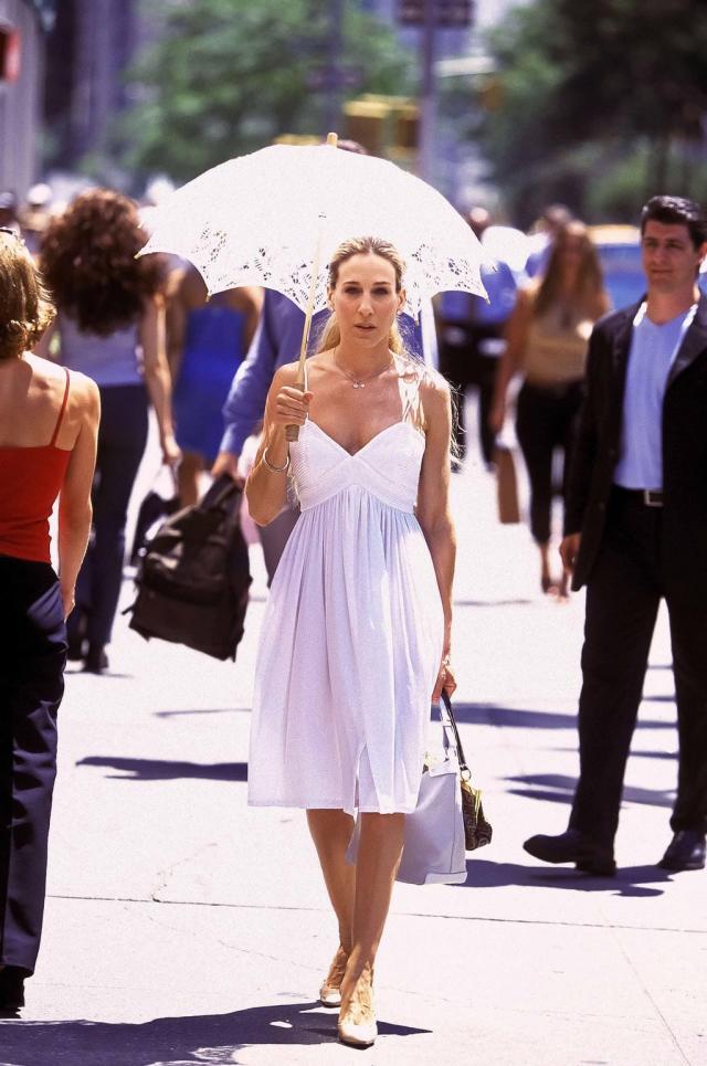 Sarah Jessica Parker Carrie Bradshaw Inspired Short White Satin Slip Dress  Sex and City