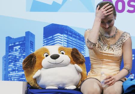 Figure Skating - ISU World Figure Skating Championships - Ladies Free Skate program - Boston, Massachusetts, United States - 02/04/16 - Anna Khnychenkova of Ukraine waits for her scores after competing. REUTERS/Brian Snyder