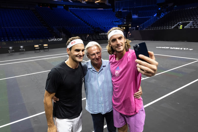 Fedana (left) is pictured with Pogue (center) and Shispers.  (Photo: Laver Cup)