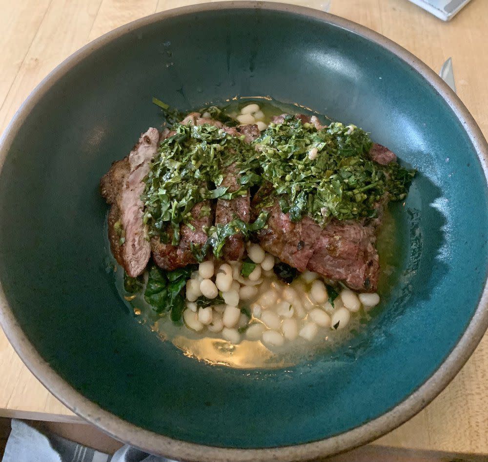 Pork blade steak and heirloom beans from Table in Asheville, NC