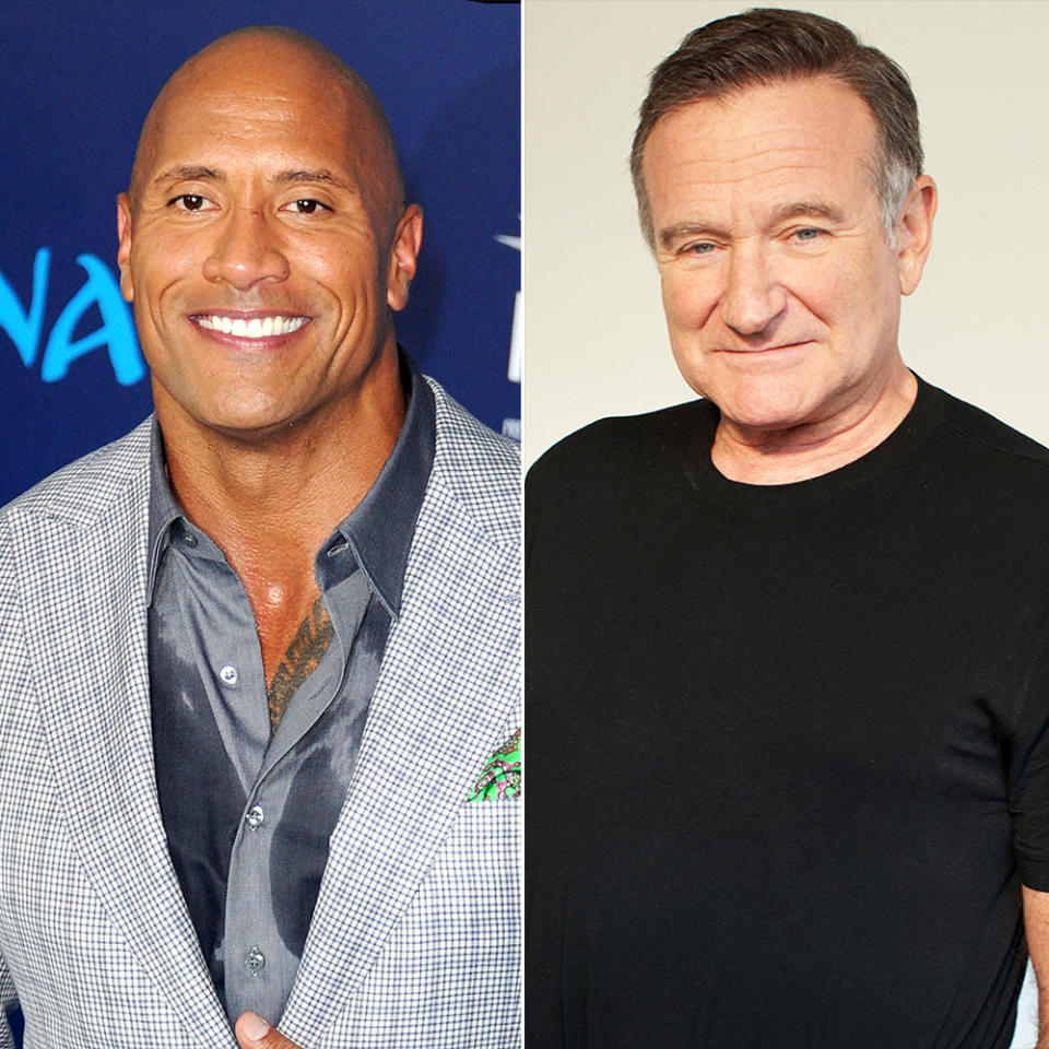 <p><b>"I was totally fanboying."</b>- Dwayne "The Rock" Johnson, on <a rel="nofollow noopener" href="http://people.com/movies/dwayne-johnson-recalls-meeting-robin-williams/" target="_blank" data-ylk="slk:meeting late actor Robin Williams;elm:context_link;itc:0;sec:content-canvas" class="link ">meeting late actor Robin Williams</a>, at CinemaCon</p>