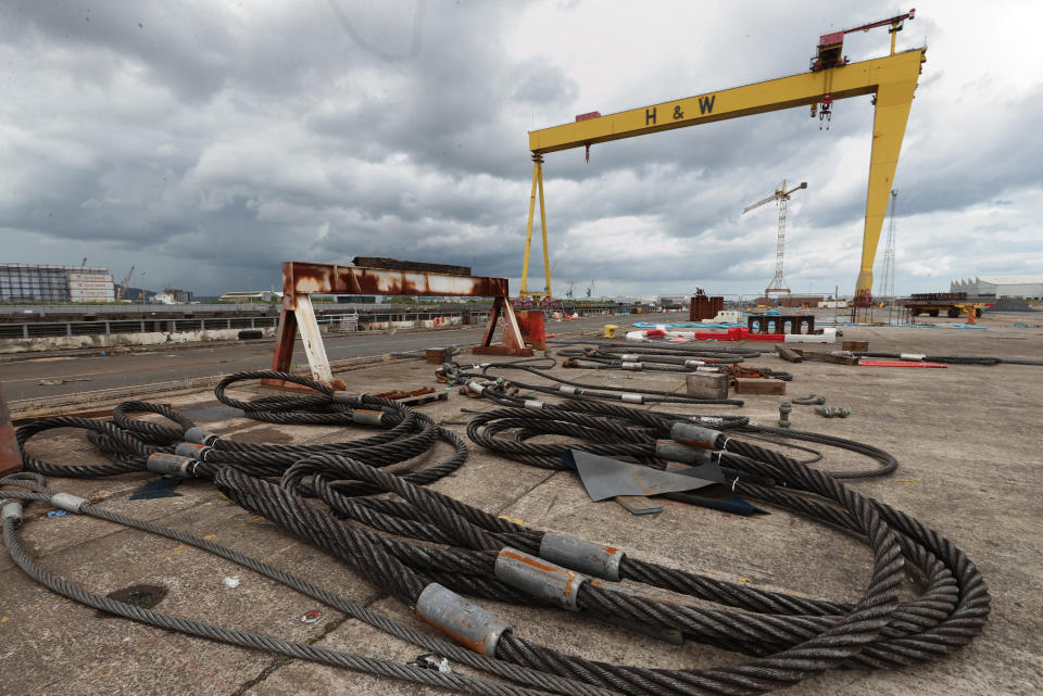 File photo dated 05/08/19 of metal cables in the rig area in front of the Samson crane at the Harland and Wolff shipyard. BDO Northern Ireland, the company's administrators, have said several potential bidders have expressed an interest in buying the crisis-hit Belfast shipyard.