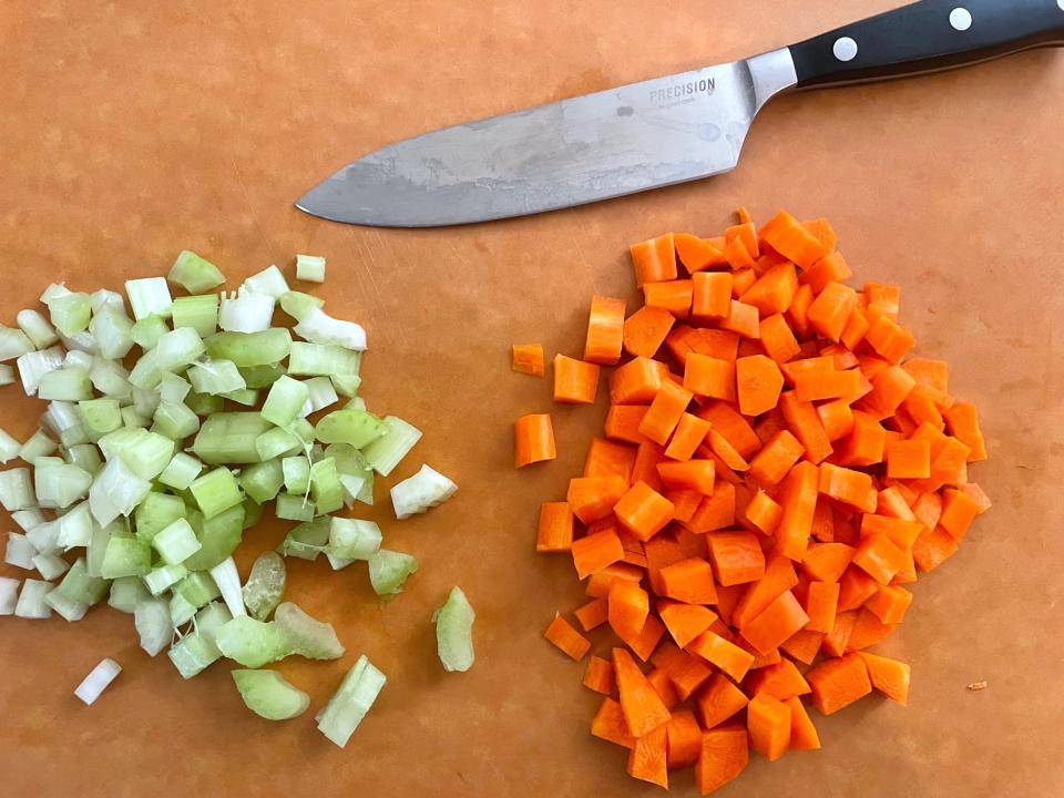 Chopped veggies for Cascatelli ragu