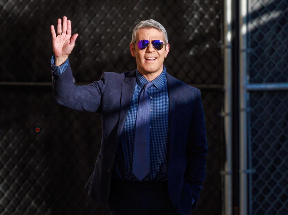 Andy Cohen is seen at "Jimmy Kimmel Live" in Los Angeles, California.