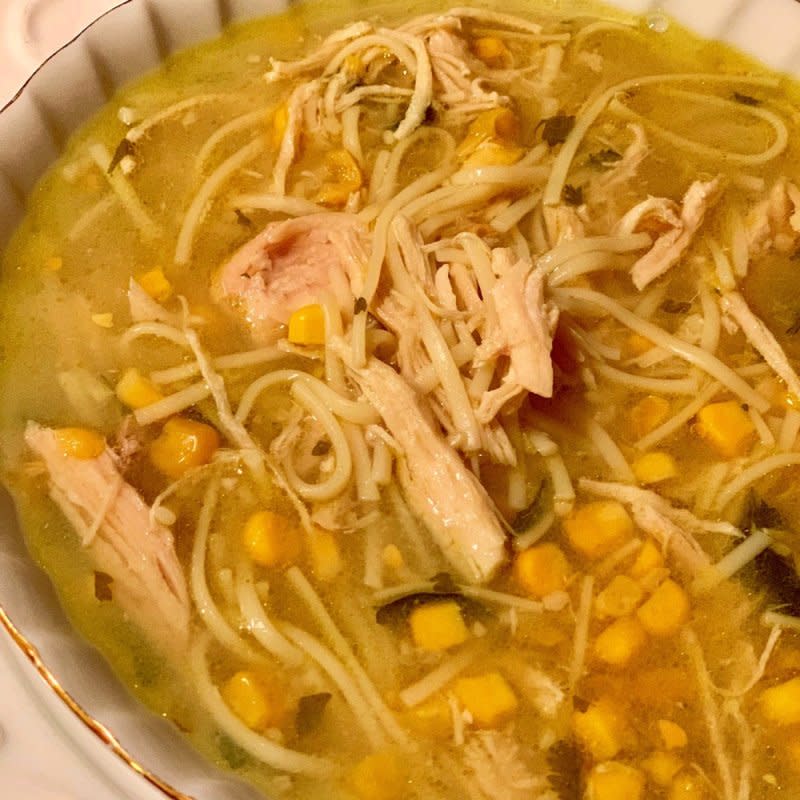 <p>This Lazy Slow Cooker</p><p>Chicken and corn are an amazing combination and this soup proves it. </p><p><strong>Get the Recipe: <a href="https://thelazyslowcooker.com/lazy-chicken-and-corn-soup/" rel="nofollow noopener" target="_blank" data-ylk="slk:Crock Pot Chicken and Corn Soup;elm:context_link;itc:0;sec:content-canvas" class="link rapid-noclick-resp">Crock Pot Chicken and Corn Soup</a></strong></p>