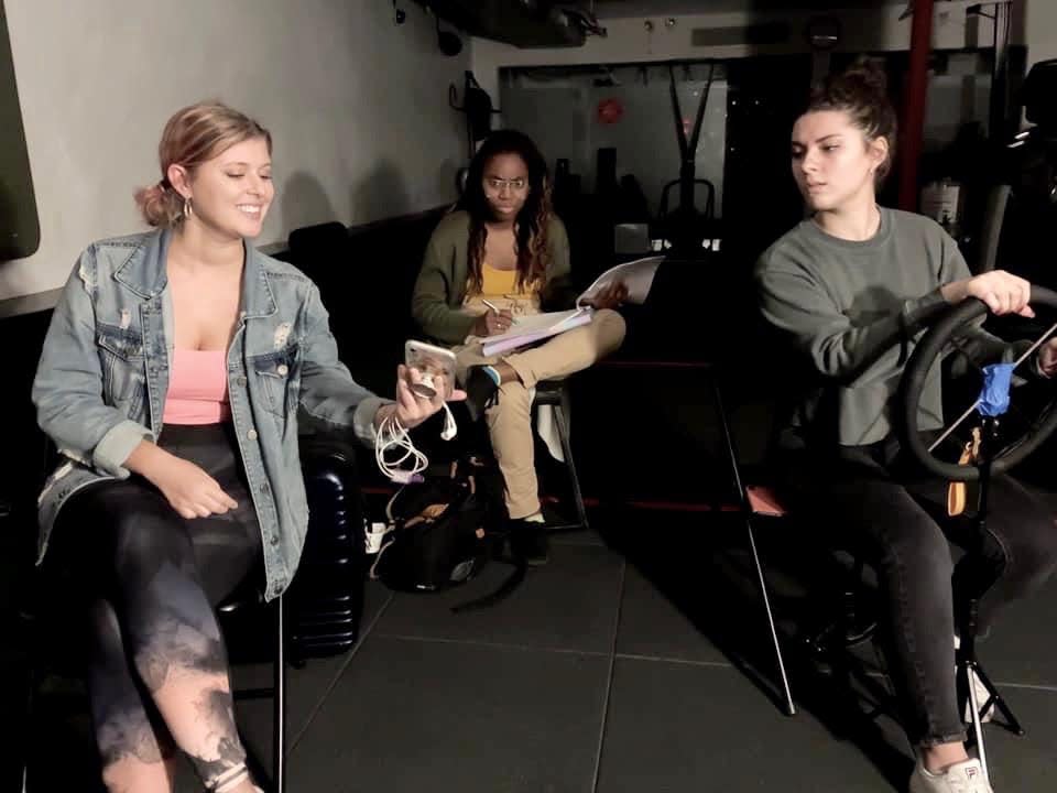 Audrey Morton, Akia Nyrie Smith and Allie Re rehearse for a production of "Burden of Proof" through Exit Left Theatre Company.