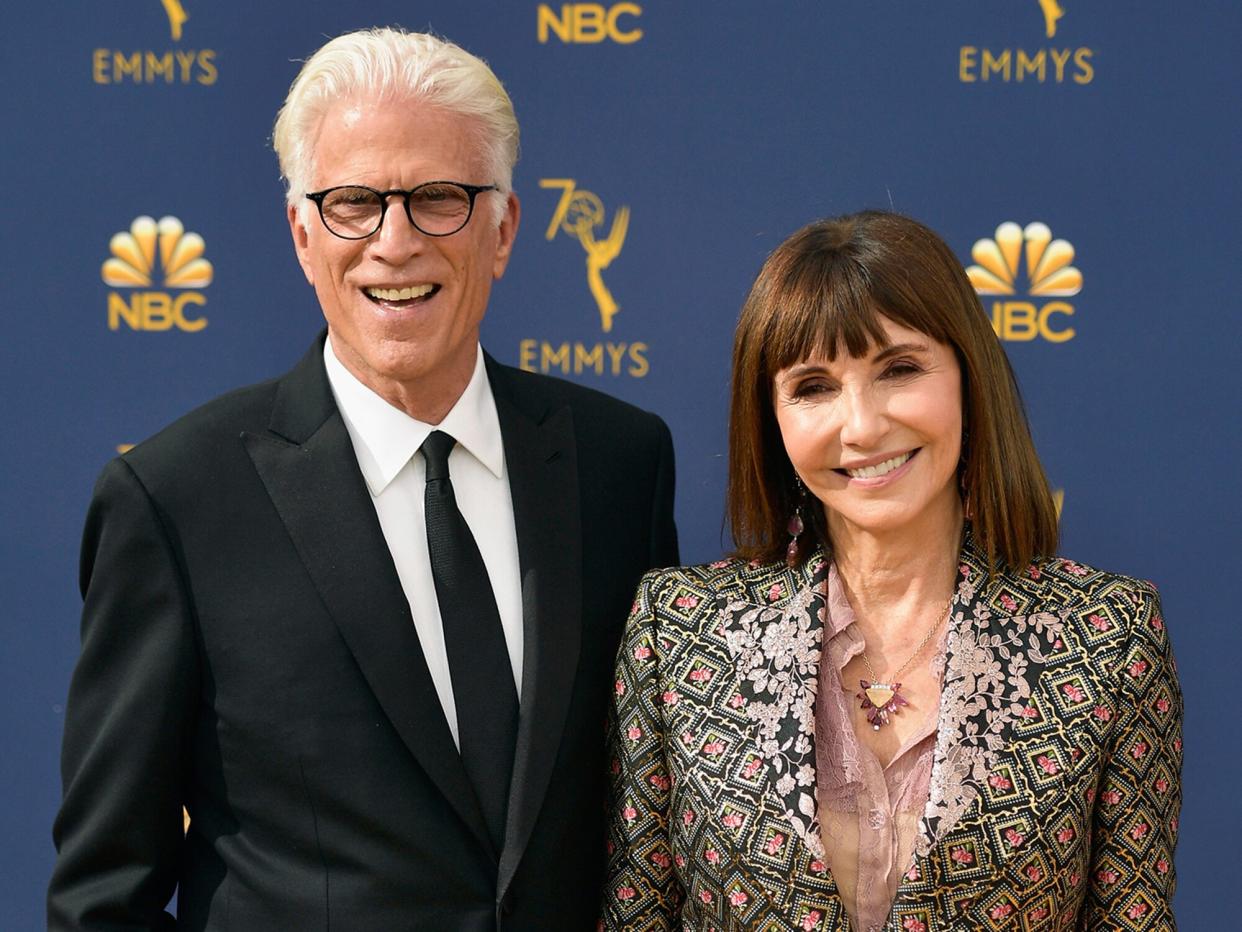 Ted Danson (L) and Mary Steenburgen attend the 70th Emmy Awards at Microsoft Theater on September 17, 2018 in Los Angeles, California