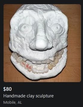 "Handmade clay sculpture"