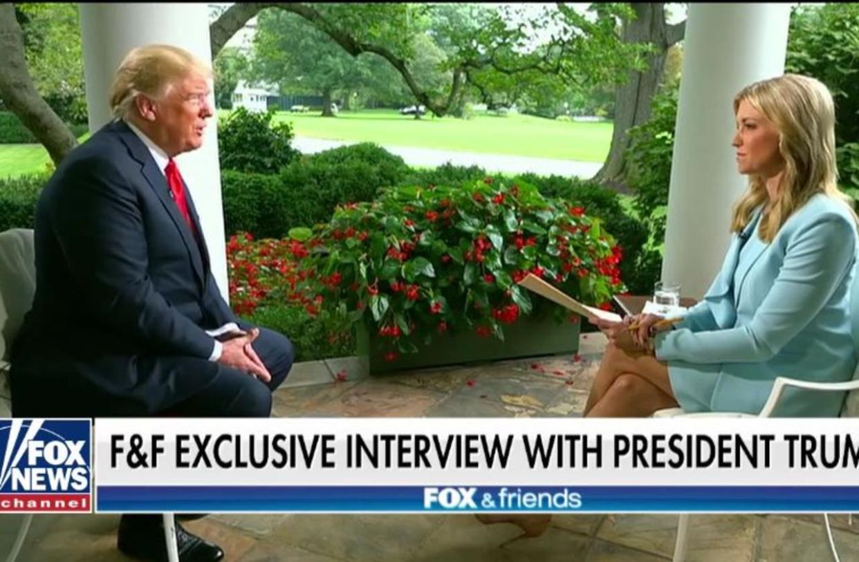 President Trump interviewed by Ainsley Earhardt on Fox News. (Photo: Fox News)