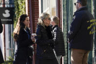 First lady Jill Biden looks at a shop with her daughter Ashley Biden in Nantucket, Mass., Saturday, Nov. 26, 2022. (AP Photo/Susan Walsh)