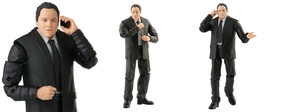 Happy Hogan 6" figure in suit with cell phone, in three different poses.