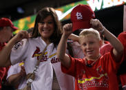 ARLINGTON, TX - OCTOBER 22: Fans of the St. Louis Cardinals celebrate following Game Three of the MLB World Series against the Texas Rangers at Rangers Ballpark in Arlington on October 22, 2011 in Arlington, Texas. The Cardinals won 16-7. (Photo by Doug Pensinger/Getty Images)