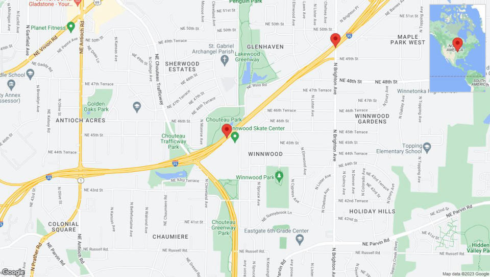 A detailed map that shows the affected road due to 'Crash reported on northbound I-35 in Kansas City' on October 16th at 4:38 p.m.