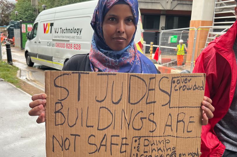 Women from St Jude's marched on Bristol City Council's housing department at 100 Temple Street to demand action over mouldy, damp homes that are in a poor state of repair