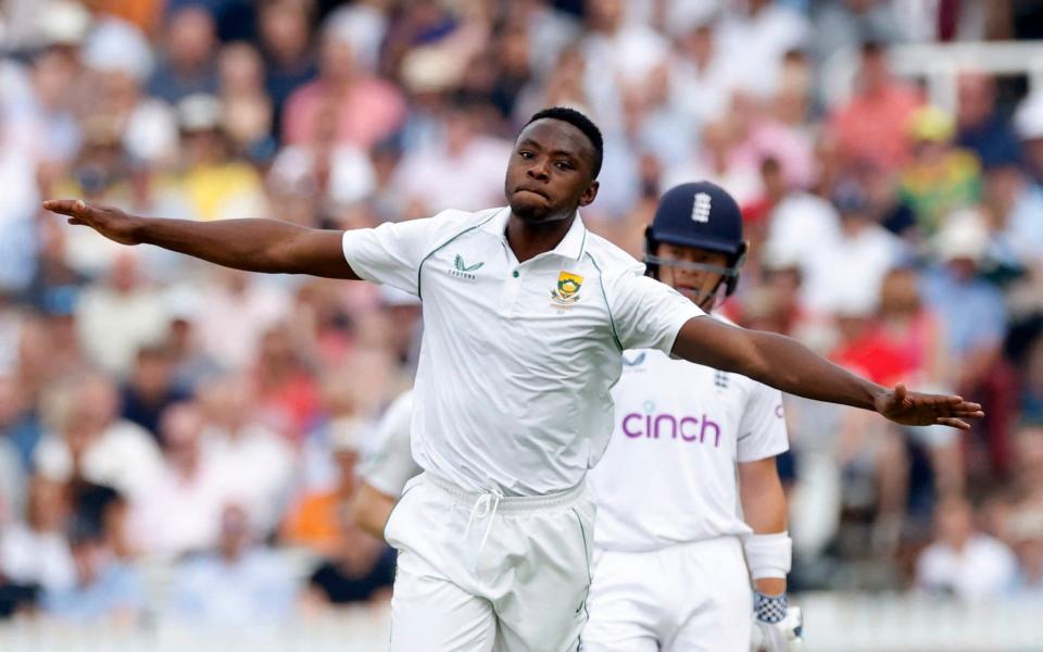 South Africa's Kagiso Rabada celebrates after taking the wicket - Reuters