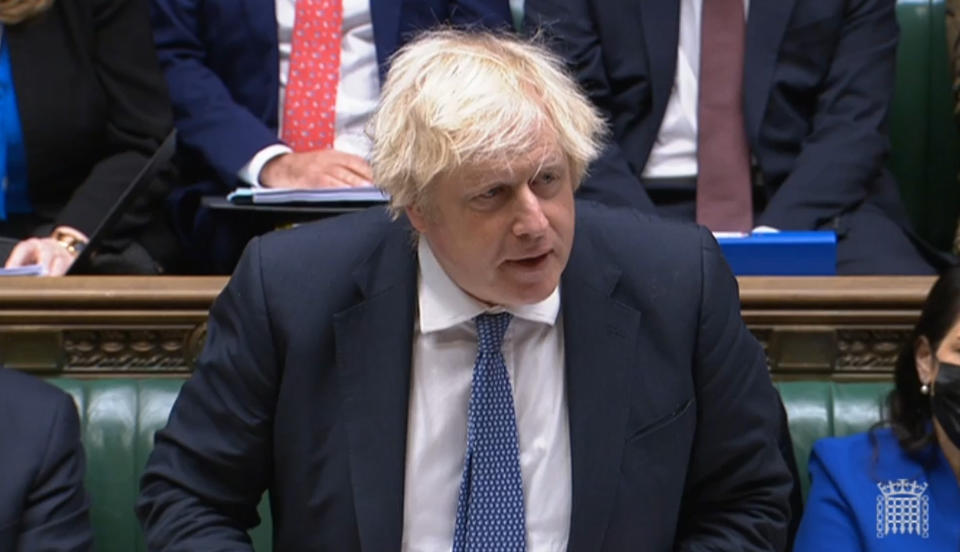 Prime Minister Boris Johnson speaks during Prime Minister's Questions in the House of Commons, London. Picture date: Wednesday December 8, 2021.