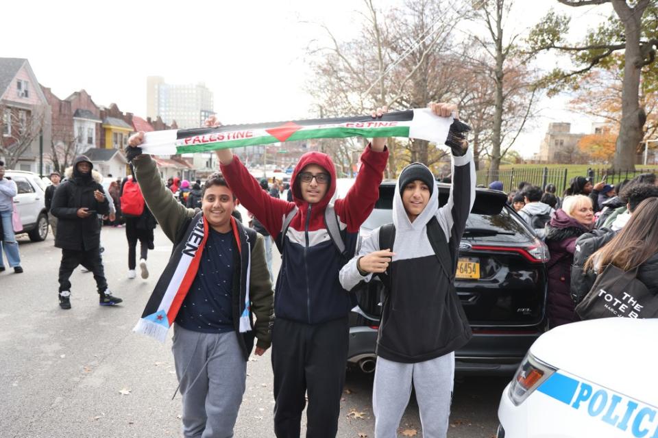 Hillcrest High School students participating in an anti-Israel rally on Nov. 20, 2023. Dennis A. Clark