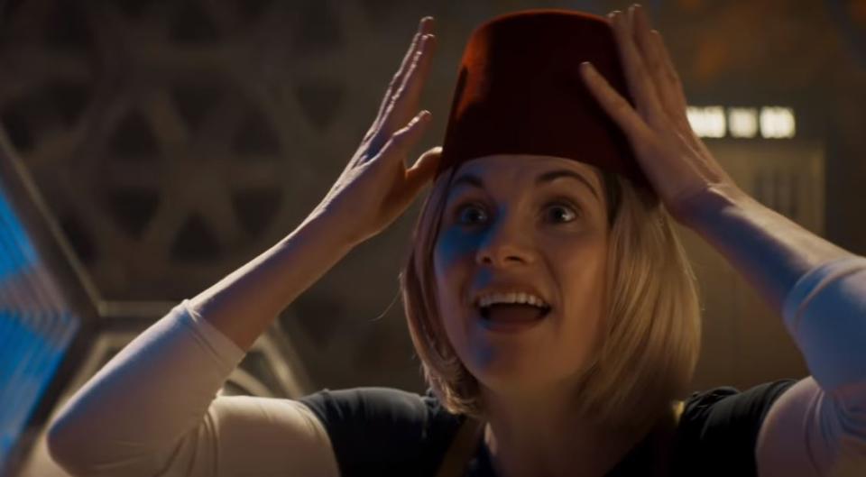 Jodie Whittaker (and fez) in Doctor Who: Kerblam! (BBC)