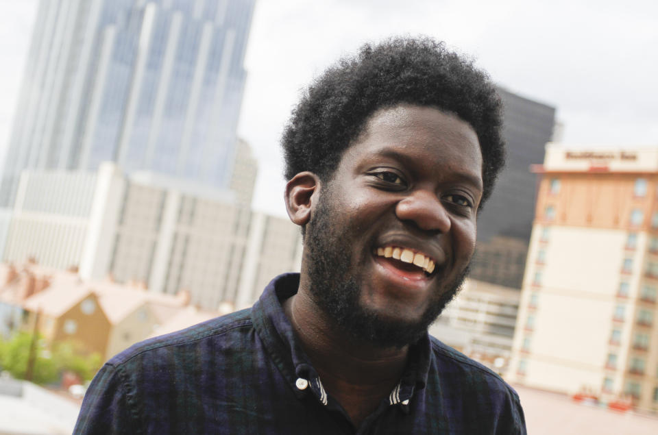 FILE - In this Wed., March 14, 2012 file photo, British soul singer Michael Kiwanuka appears at the SXSW Music Festival in Austin, Texas. Kiwanuka, who was voted BBC's Best of Sound 2012, prepares to play his first Bonnaroo Music & Arts Festival, in Manchester, Tenn. The music festival runs June 7-10, 2012. (AP Photo/Jack Plunkett, File)